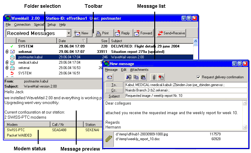 WaveMail screen
